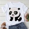 Women All-Match Cartoon Summer Tee Short-Sleeve Clothes Panda Tops Simple Kawaii White Clothing Ladies O-Neck T-Shirt Tees