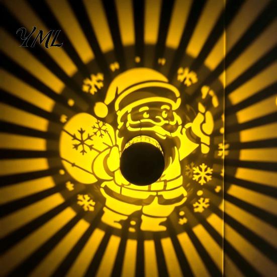 Automatic Dusk to Dawn Sensors Solar Christmas Wall Light, Santa Claus Projection Lamp with Rust-Proof Iron Waterproof Metal Fence Lighting
