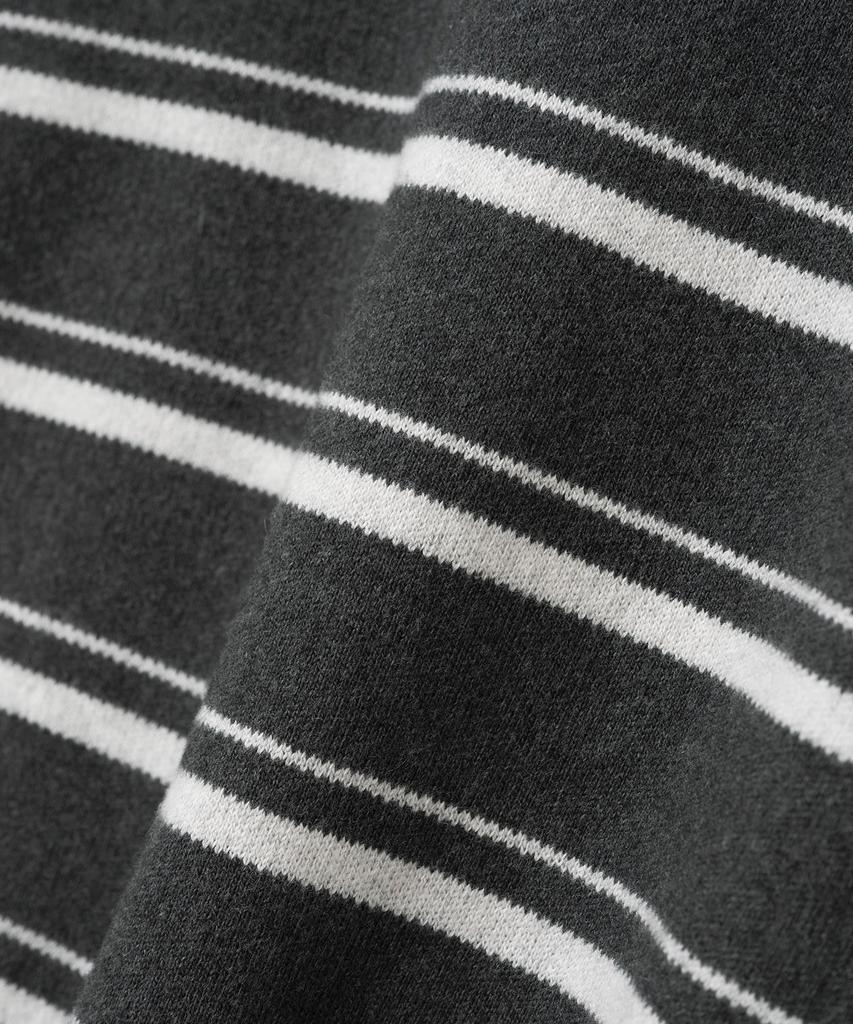 MILLO ARCHIVE Fuzz Stripe Henley Neck Knit [Charcoal]