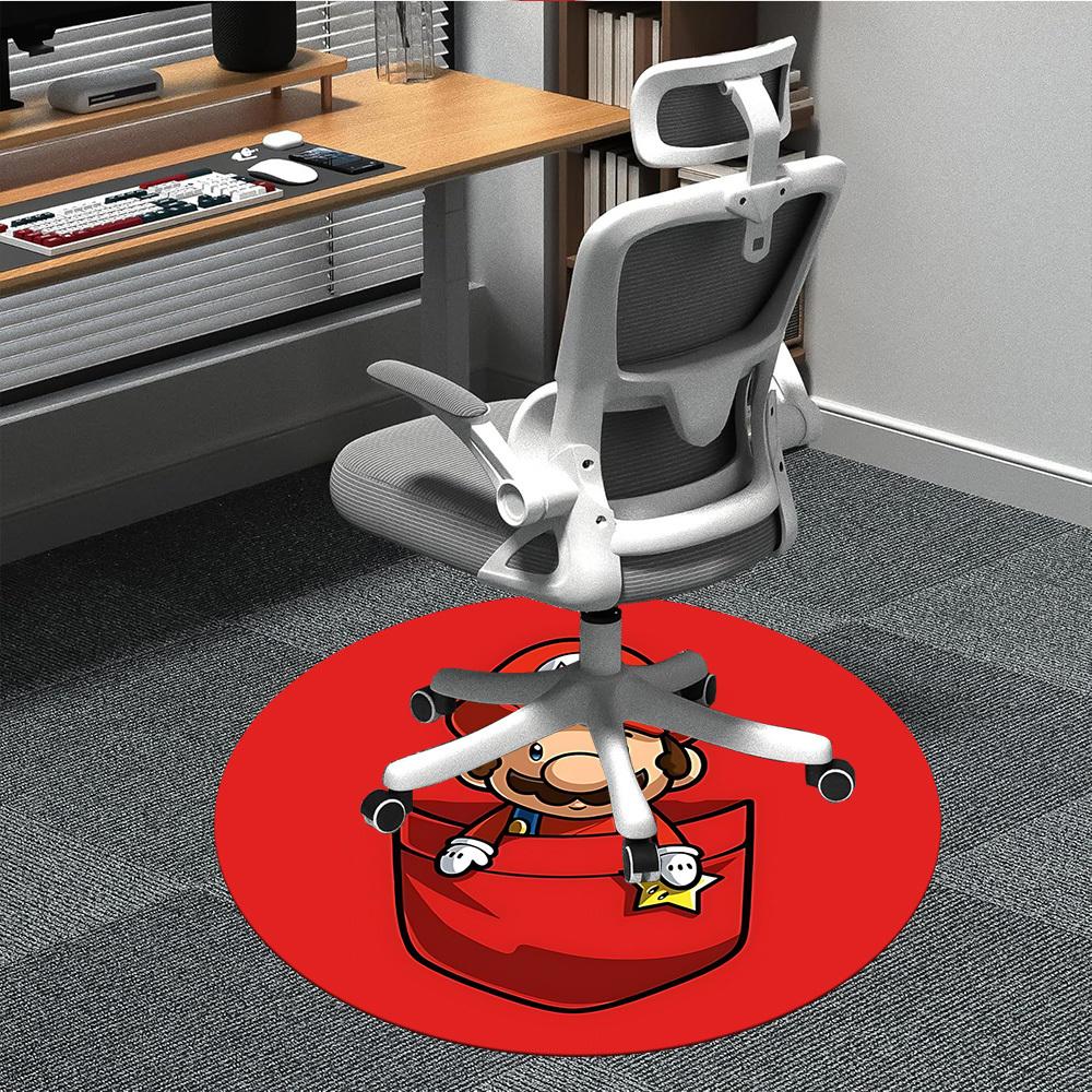 1pc Pocket Mario Office Round Area Rug, Under Office Chairs Bedroom Living Room Home Decor a1022241