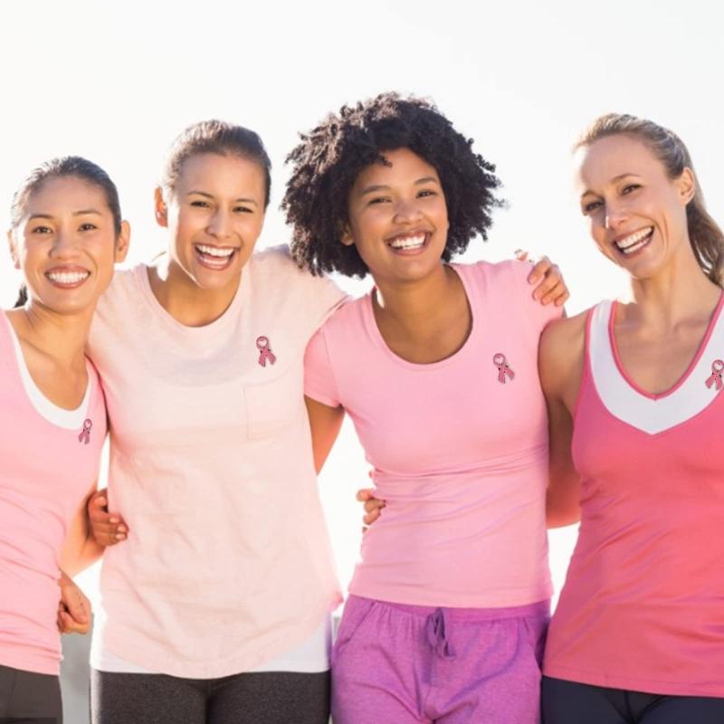 10Pcs Women Brooches Pink Ribbon Lapel Pins Breast Cancers Awareness Badge Pin Heart Shape Brooches for Women Girl