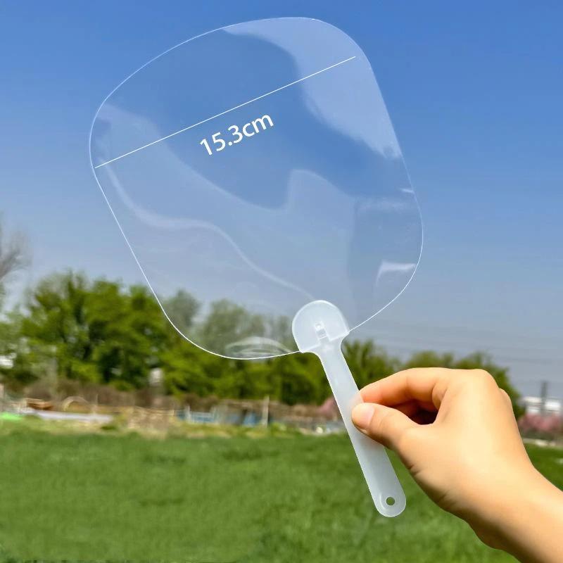 5Pcs Plastics Transparent Blank Fan Children Diy Stage Performance Hand Fan Decor For Diy Craft Make Hand Graffiti Fan