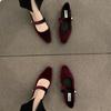 French retro Xiaoxiangfeng single shoes flat-soled soft-soled red women's shoes spring and summer grandma shoes with skirts Mary Jane shoes