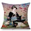 Ancient Japanese Traditional Geisha Oil Painting Art Home Decorative Sofa Throw Pillow Case Beautiful Girl Linen Cushion Cover