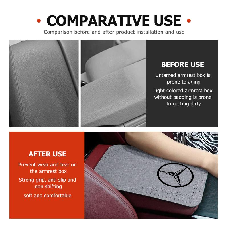 AABIB1 Leather Car Center Console Armrest Box Mat Protection Pad Auto Accessories For Benz Exclusive AMG W124 W203 W204 SPRINTER V