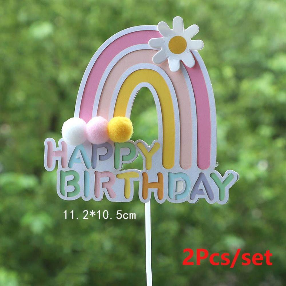 2/5Pcs Lovely Balloon Cake Topper Cute Cupcake Decor New Baking Cake flags tag