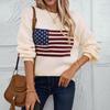 Autumn and Winter Women's Plus Size Knitwear Flag Casual Loose Round Neck Pullover Knitted Sweater