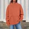 Women's Fashion Oversized Fleece-Lined Long-Sleeve High-Neck Pullover Solid Color Sweatshirt