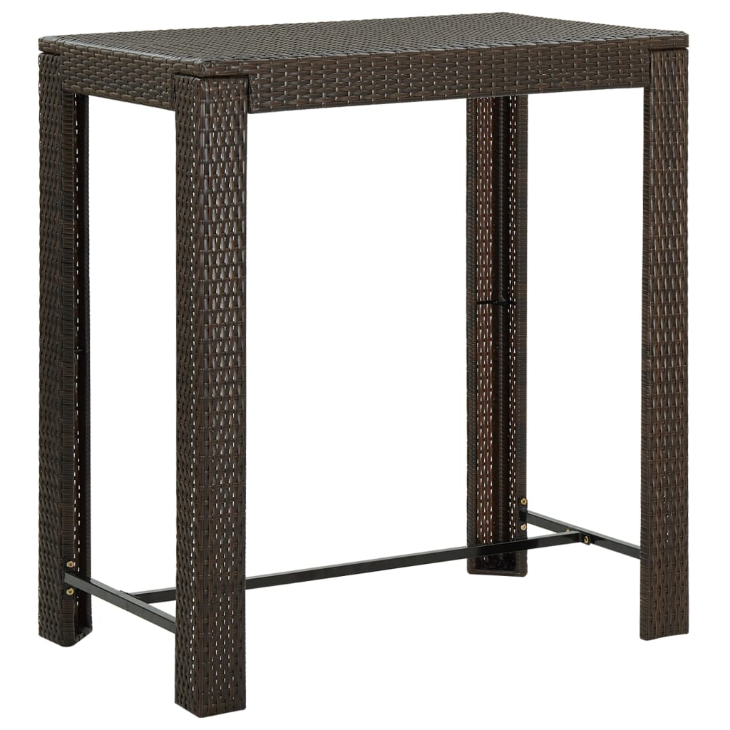 5 Piece Garden Bar Set with Armrests Poly Rattan Brown