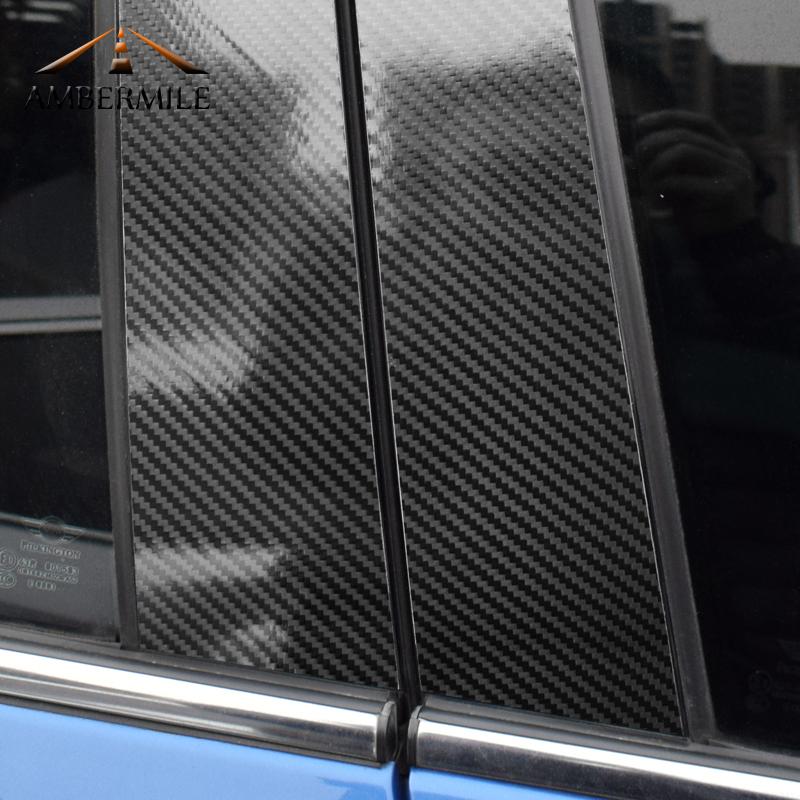 Carbon Fiber B Pillar Window Trim Cover Sticker For Mini Cooper F54 F55 F60 Clubman Countryman Auto Exterior Decor Parts