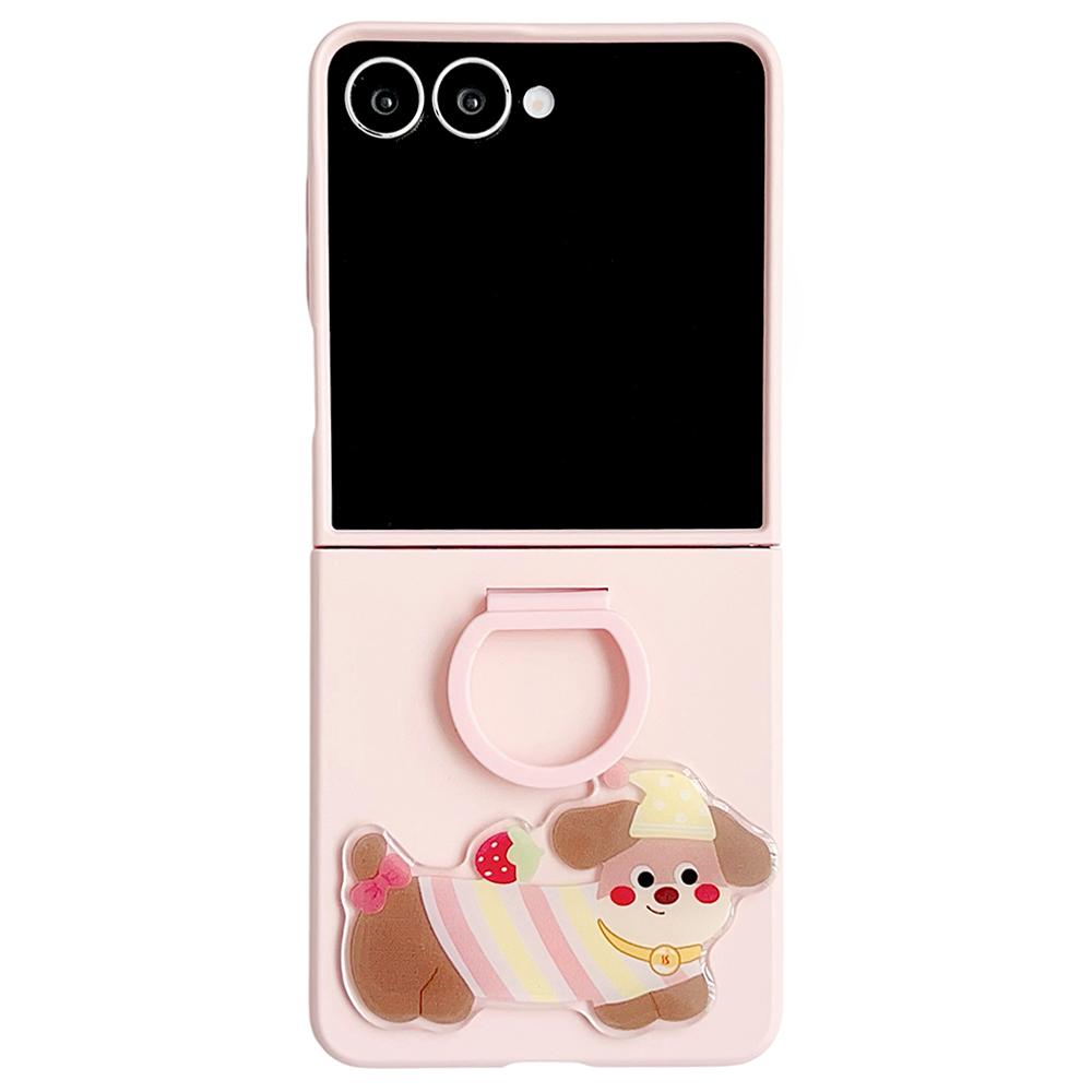 Для Samsung Galaxy Z Flip7 5G Чехол Скин Тактильный Силиконовый Кольцо ПК ТПУ Чехол для телефона с Мультяшной Наклейкой Такса