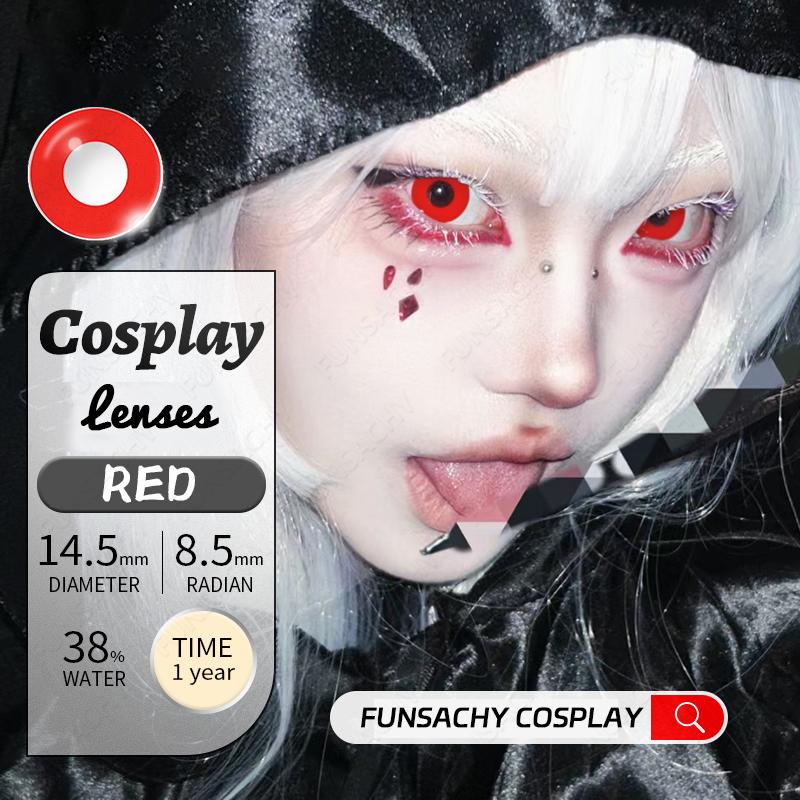 FUNSACHY Cosplay Black White Contact Lenses for Eyes 1Pair Colored Anime Lens Eye Makeup Pupil Halloween Women Men's Accessories
