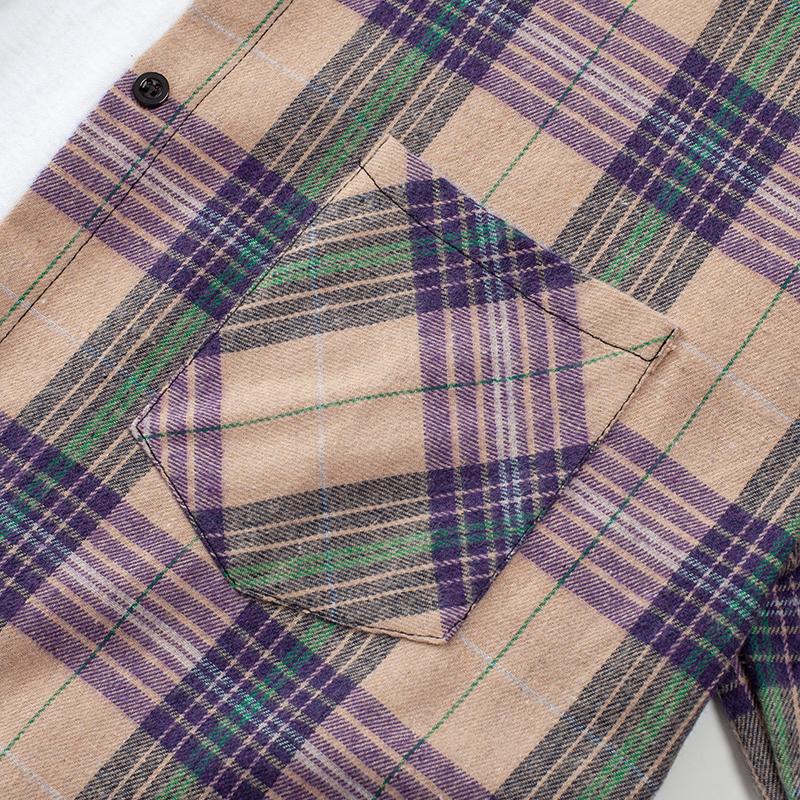 2024 весенние клетчатые рубашки, женские топы и блузки с длинным рукавом, женские повседневные блузки с карманами, свободная женская рубашка в клетку фиолетового цвета