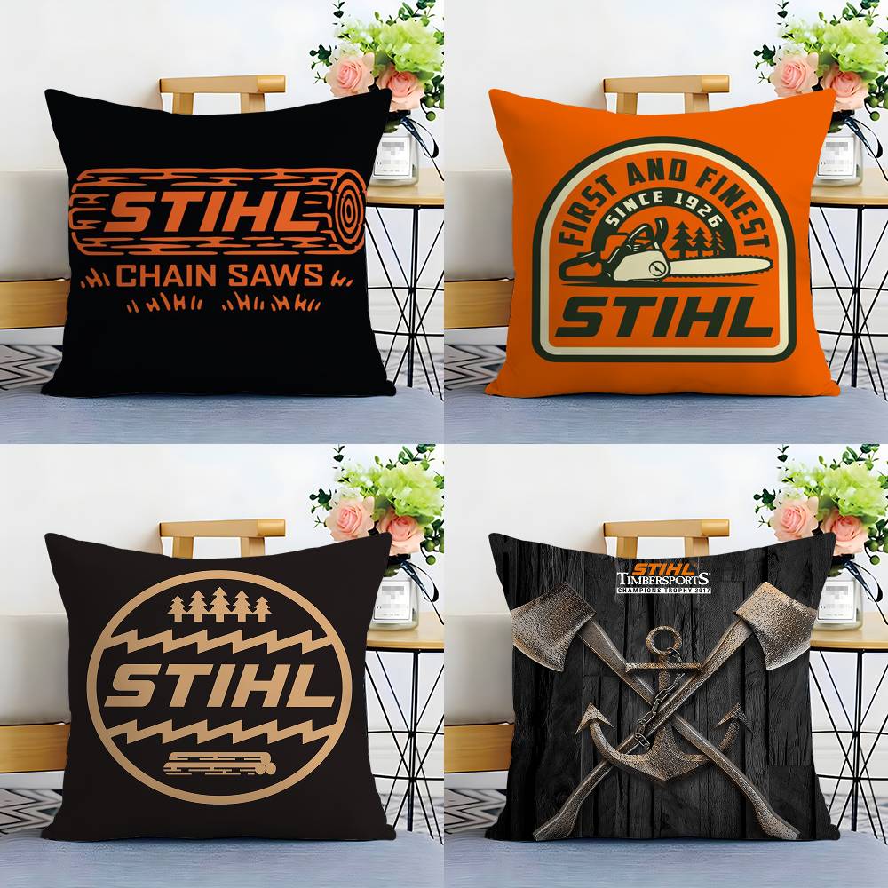 S-STIHLs Наволочка для подушки Лесоруб для бензопилы Декоративная для дивана Домашняя Двусторонняя печать Короткий плюш Наволочка для подушки Праздничный подарок
