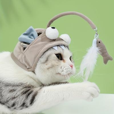 Веселый головной убор для вашего кошачьего друга: Игрушка-кошачья шляпа с пернатой удочкой