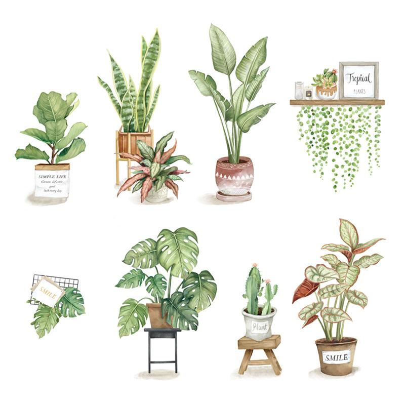 Green Leaves Wall Stickers Home Living Room Decorative Vinyl Wall Decal Plants