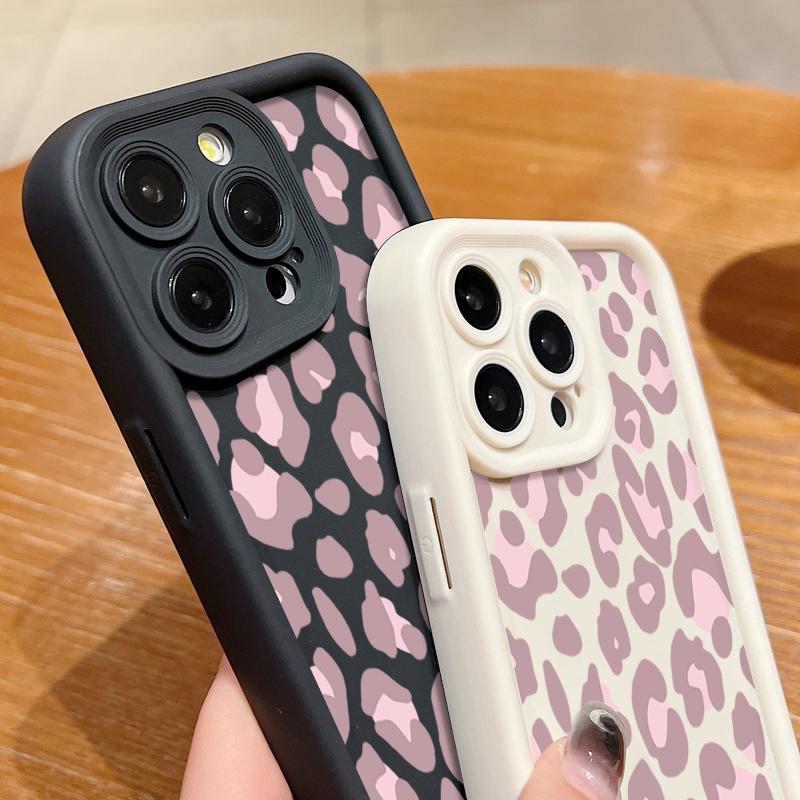 Розовый леопардовый узор с противоударным рисунком для iPhone 16 15 14 Plus 13 12 11 Pro Max Xs Xr 8 7 матовый мягкий чехол из ТПУ для защиты линз от падений