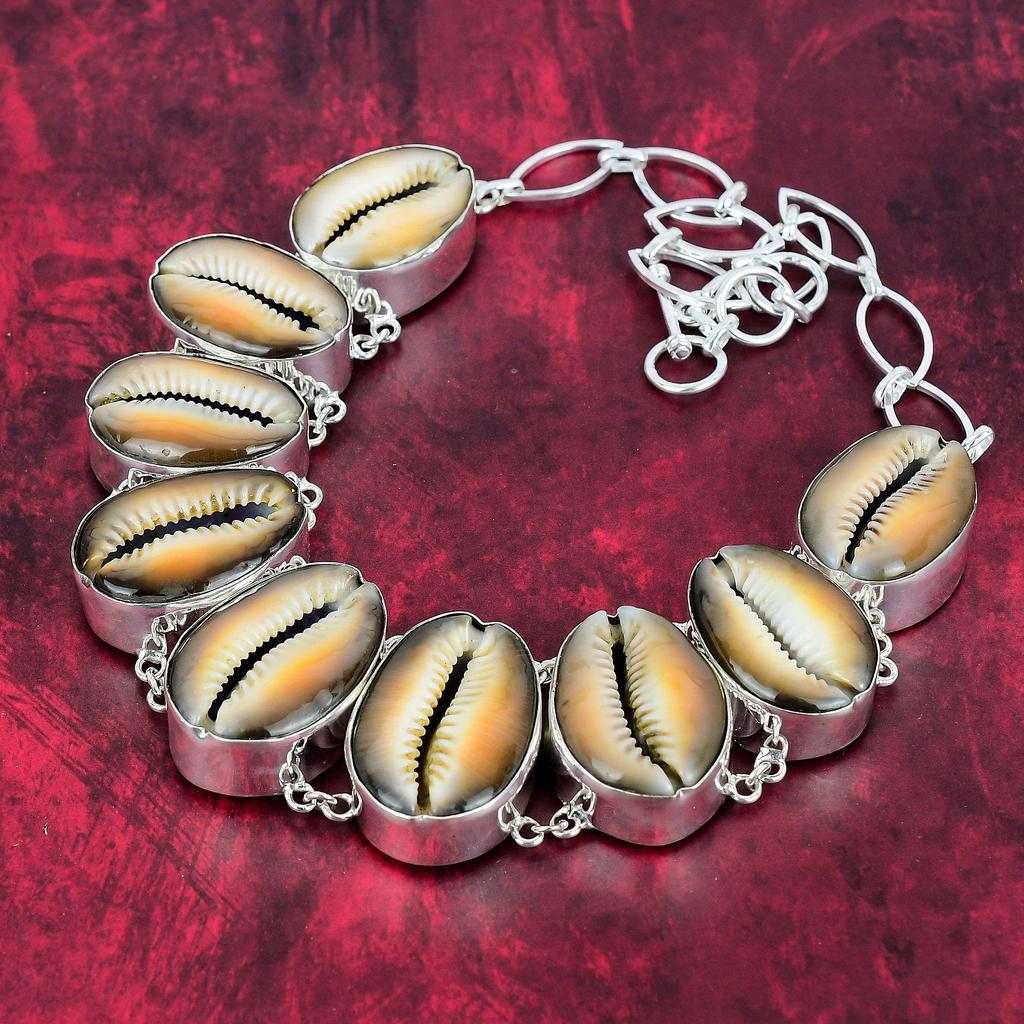 Cowrie Shell Gemstone Jewelry, Handmade Beautiful Necklace & Bracelet Jewelry Set, 925 Solid Sterling Silver Jewelry For Her