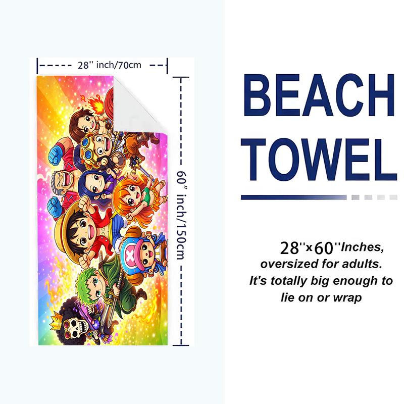 Pirate Anime Print Beach Towel, Large Soft Quick Dry Towel for Beach Camping Swimming
