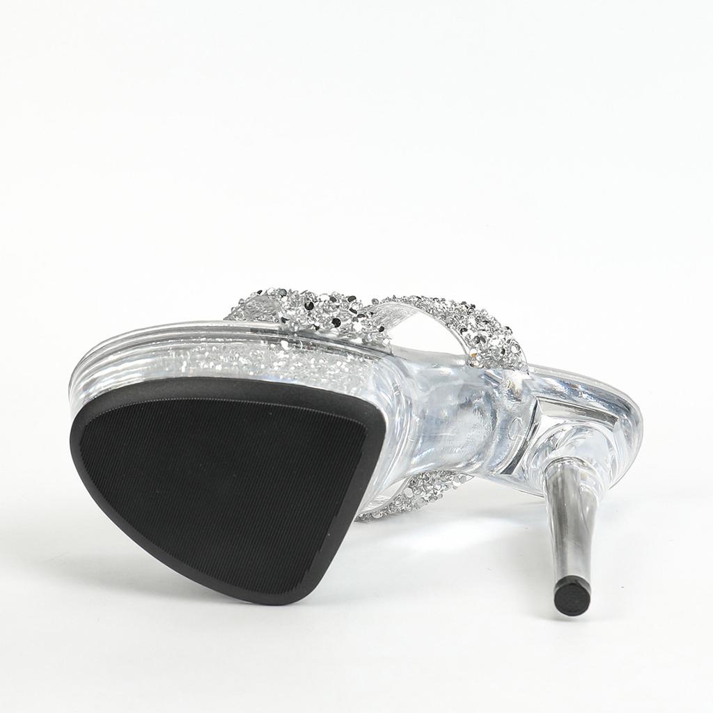 Прозрачные хрустальные туфли на высоком каблуке 15 см, летние женские водонепроницаемые, со стразами, сексуальные туфли-стилетто феи
