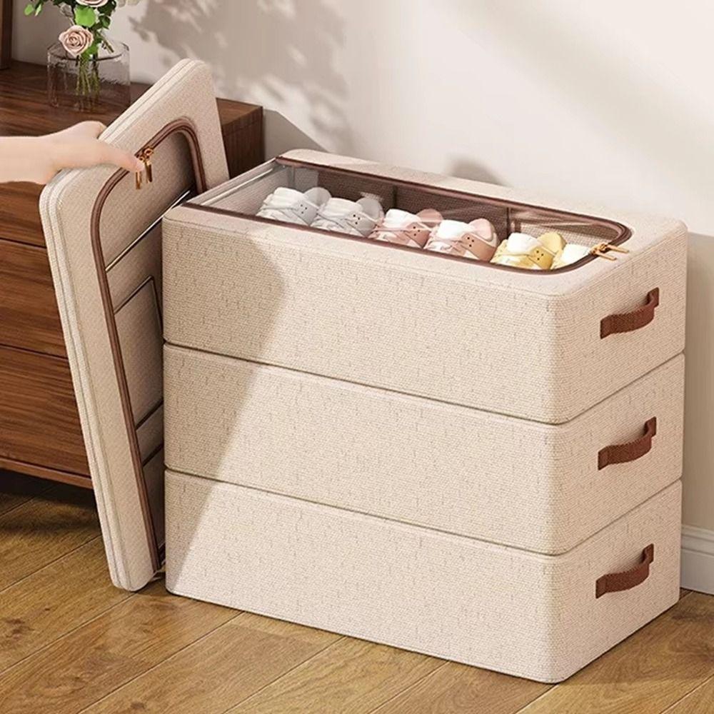 Folding Under Bed Shoe Organizer Sturdy Handles Shoes Container Durable Shoe Holder  Wardrobe