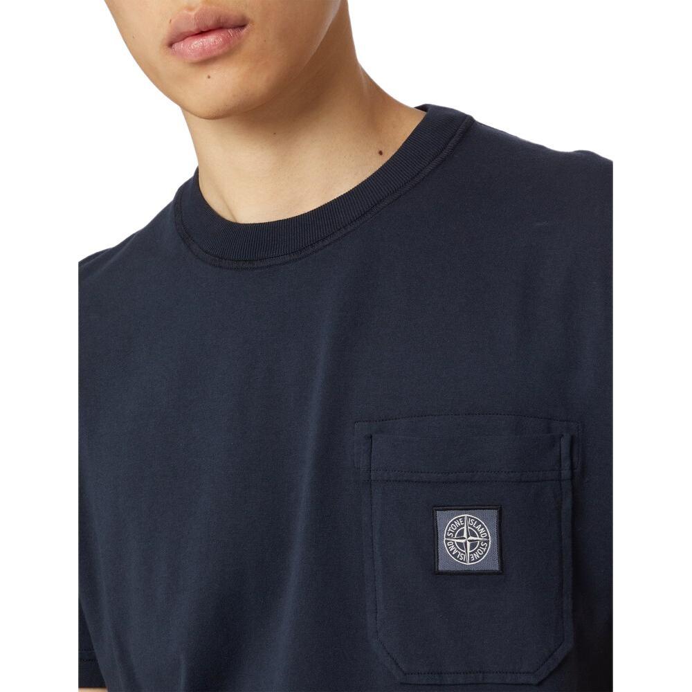 STONE ISLAND Однотонная футболка с логотипом 'Черная' Мужская 101521957-A0020