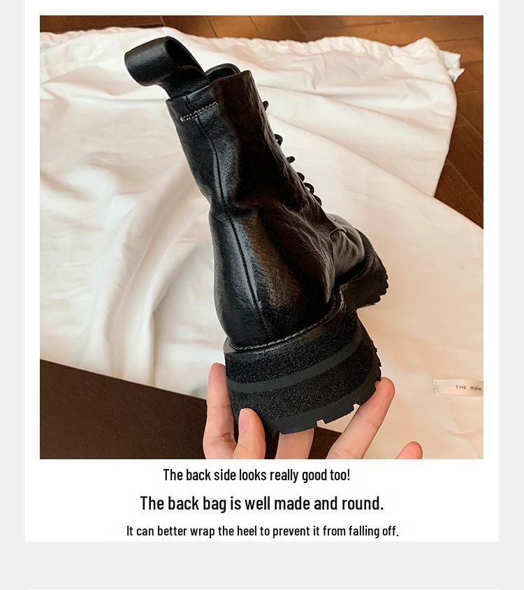 Женские короткие ботинки Martin Grape Mom из высококачественной мытой кожи с круглым носком, толстой подошвой и шнуровкой в британском стиле