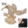 Daily Wear Jewelry Rhinestone Hummingbird Brooch, Women Flying Bird Lapel Pin, Golden Plated Accessory for Clothing Scarf Hat