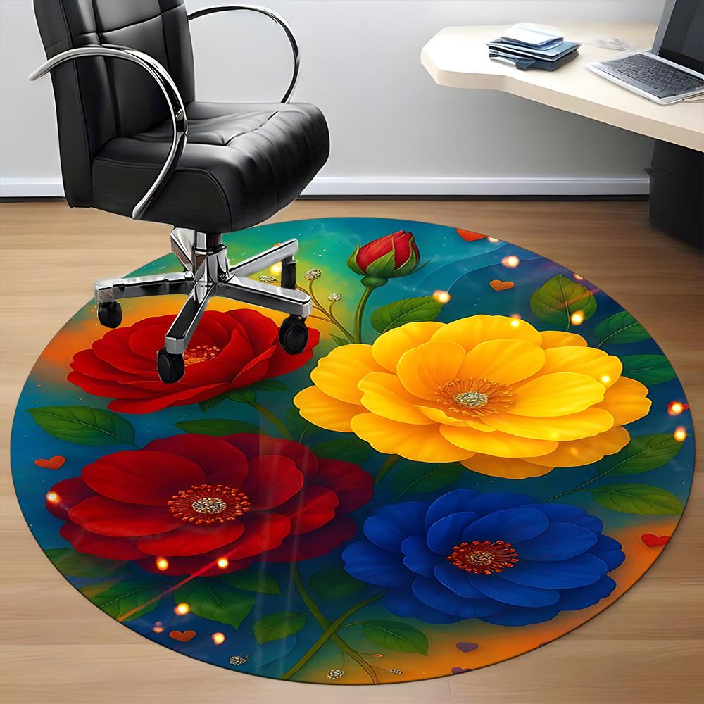 1pc Colorful Floral Bouquet Chair Carpet for Office, Non-slip, Soft and Durable Rug, Perfect for Office, Living Room yy251103177