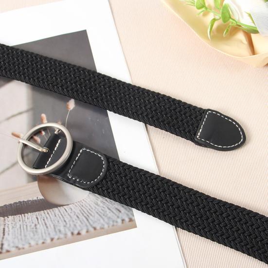 Women Canvas Jeans Belt No Punch-Free Design Wear-Resistant Braided Waistband Dress Shirt Tops Belt