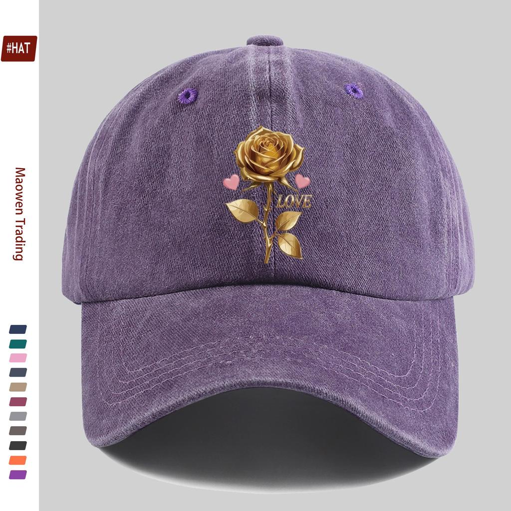 Шт. шт. для мужчин Женщин Регулируемая Snapback Тракер Кепка Золото Роза Принт Бейсболка Винтаж Стирка Легкая Suitab