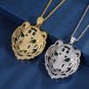 Jewelry Copper Bottom Gold-Plated Leopard Head Epoxy Luxury Inlaid Temperament Pendant Necklace Jewelry