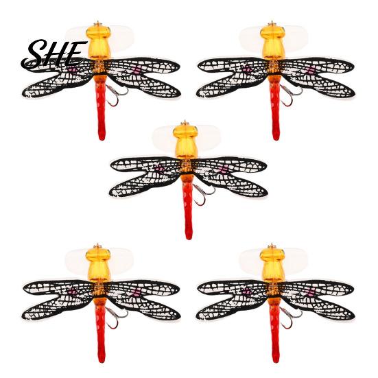 5 Piece Floating Lure Set 5Pcs 7.5cm/6.2g Bionic Dragonfly Fishing with Hooks, Topwater Insect Bait Bait, Realistic for Bass Trout Lures