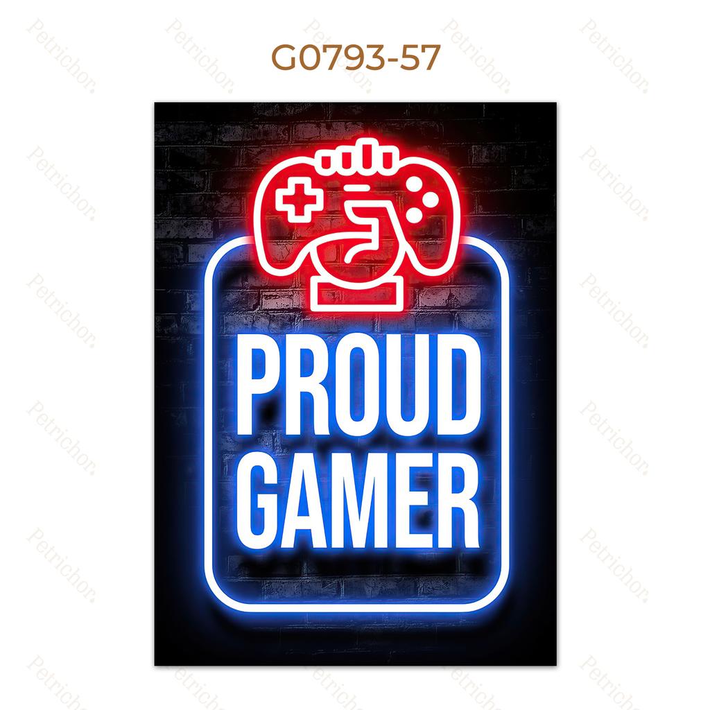 Modern Lights Gaming Zone Industrial Neon Wall Art Canvas Painting Posters Picture For Internet Cafe Bar Boy Room Home Decor