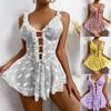 Модное женское кружевное нижнее белье без рукавов, цельное ночное платье, пижамы по всей длине, с оборками в форме сердца, прозрачная Babydoll