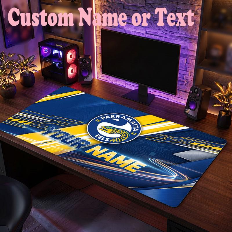 Parramatta Eels Customized Name Text Mouse Pad, Large Desk Mouse Mat Personalized Home Office Present