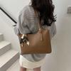 Early Spring New High-end Solid Color Tote Bag Silk Scarf Shoulder Bag Large-capacity Commuter Women's Bag Simple and Versatile