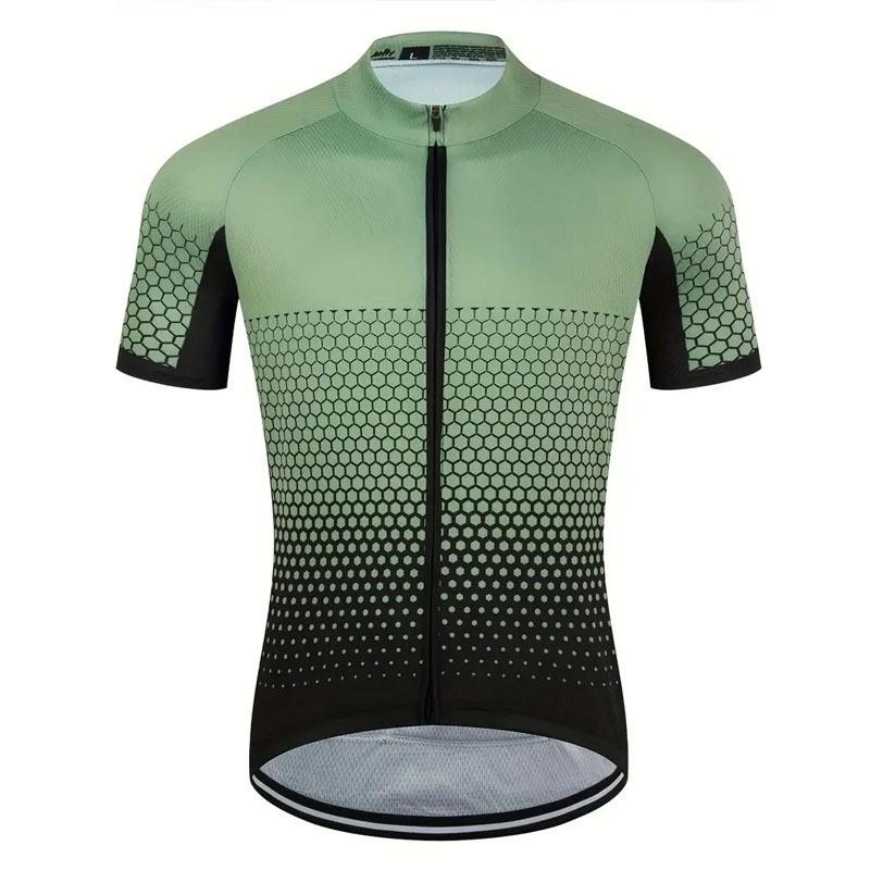 Men Women Cycling Jersey Short Sleeve Quick Dry Breathable Road Bike Top With Full Zipper