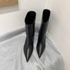 2024 New Low-heeled Pointed-toed Thin-heeled Mid-tube Boots Autumn and Winter Retro Korean Version Cat and French Women's Wide-mouth Short Boots