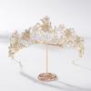 Flower Embellished Diamond Bridal Crown Handmade Beaded Pearl Tiara Wedding Dress Accessories