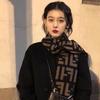 2025 High-End Women's Korean Style Versatile Shawl: Double-Sided, Warm, Imitation Cashmere Scarf with Old Flower Design for Autumn/Winter.