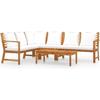 VidaXL Garden Lounge Set 5 Pcs with Cushion Cream Solid Acacia Wood