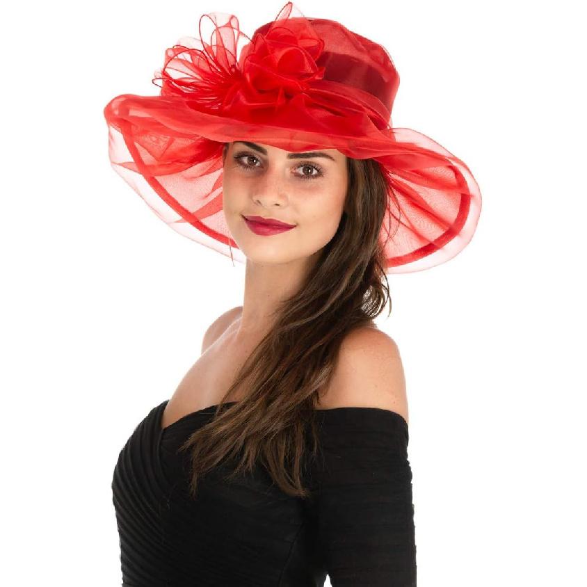 SAFERIN Women's Organza Church Kentucky Derby Fascinator Bridal Tea Party Wedding Hat