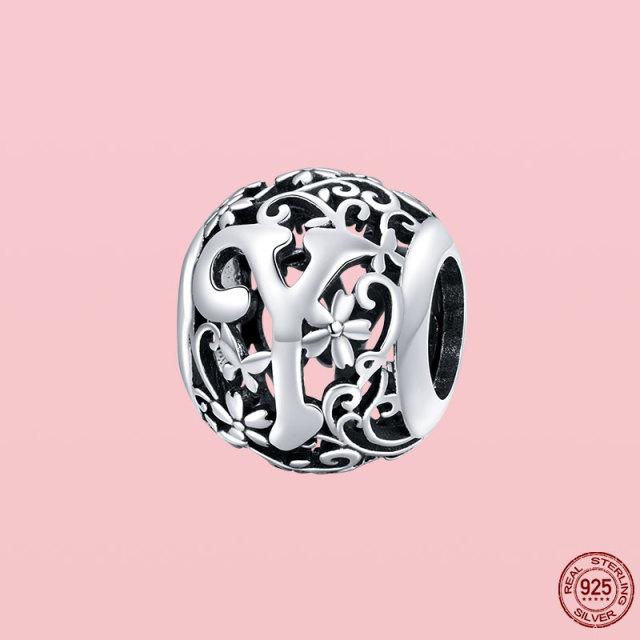 Новое поступление 925 пробы серебряный кулон круглой формы с буквами от A до Z подвески бусины подходят оригинальный браслет ожерелье ювелирные изделия