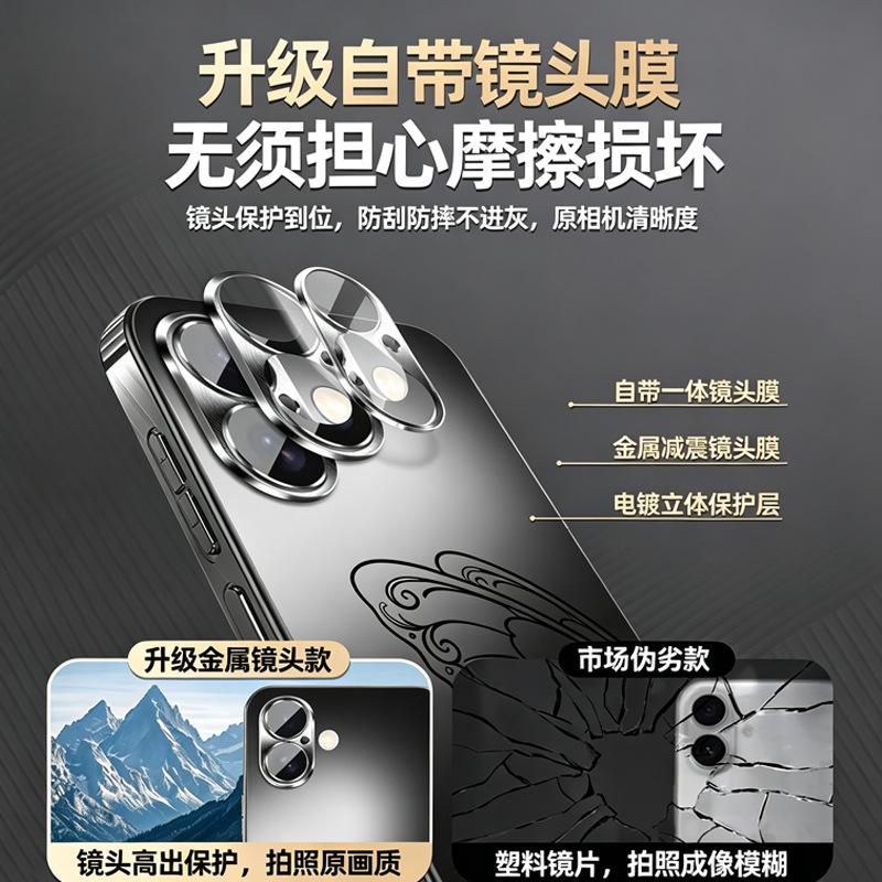 Подходит для чехла на телефон Apple 17 iPhone16promax матовое стекло 15 простой 14 всесторонний 13 пленка для объектива