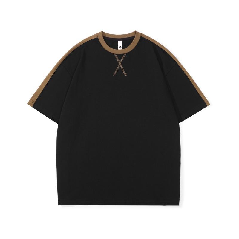 Heavy Short-sleeved T-shirt for Men Pure Cotton American Simple Summer Half-sleeved Round Collar