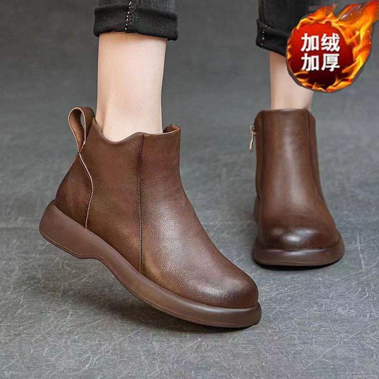 Женские ботинки Мартина короткие ботинки мягкая износостойкая подошва ботинки ретро кожаная поверхность короткие ботинки женские ветрозащитные на плоской подошве кожаные ботинки зима
