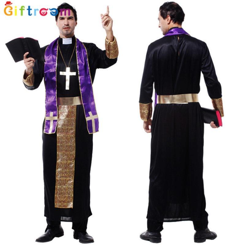 Костюм на Хэллоуин Взрослый Мужской Миссионер Священник Мария Священник Сестра Костюм Крест