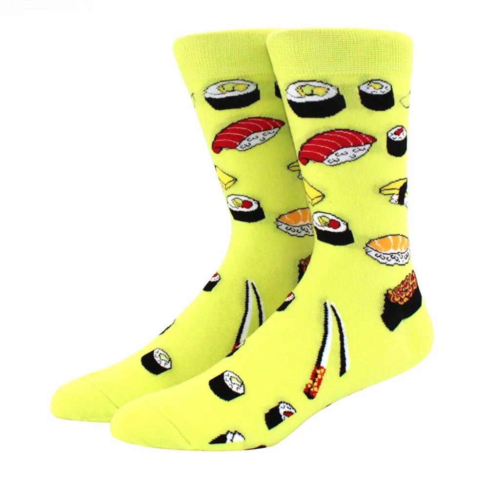 1 пара мужских забавных хип-хоп носков средней длины с принтом скейтборда, пива, счастливого искусства, EU38-46