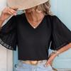 European And American Summer Women'S Clothing Solid Color Pleated Short-Sleeved Shirt Women